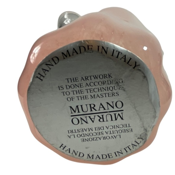 White Cristal Murano Art Glass Vase Pink & Clear Hand Blown Italy - Picture 9 of 9